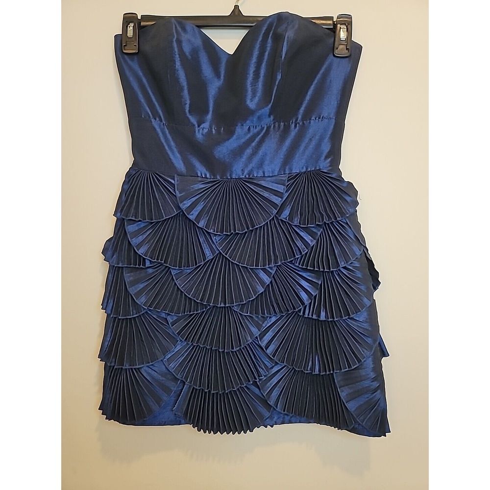 Laundry by Shelli‎ Segal Cocktail Dress Size 4 Formal Taffeta Dress Blue Short